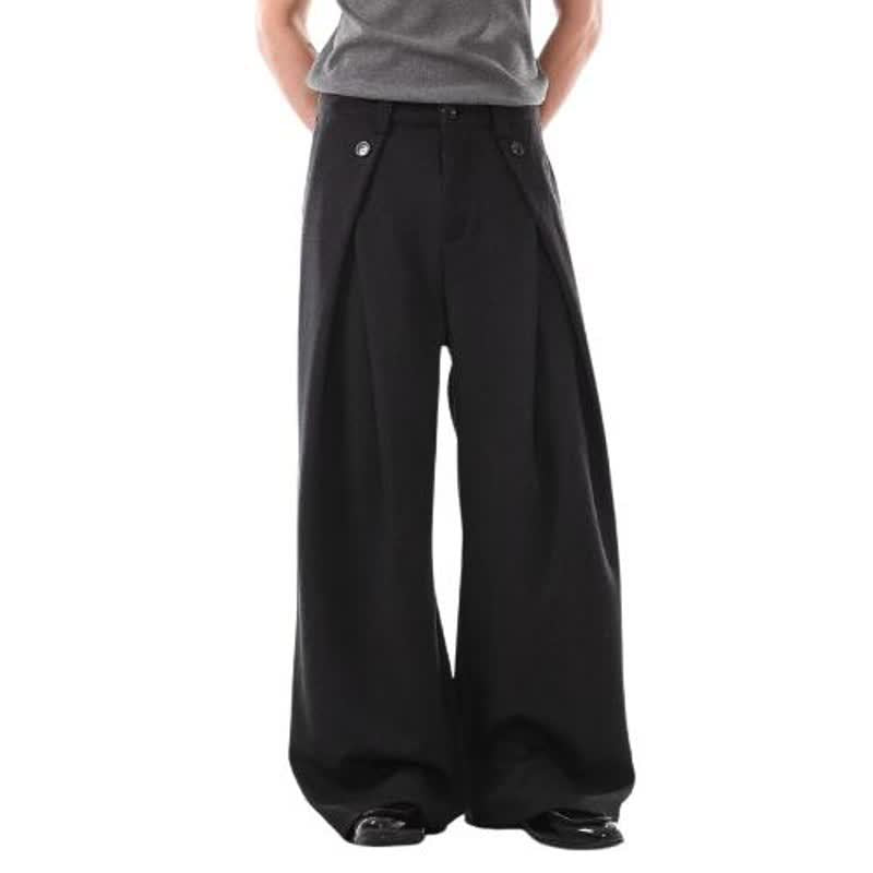 Double Pleat A-Line Casual Trousers for Men