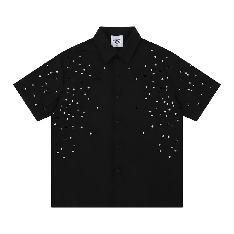 Cross Stitch Short Sleeve Shirt for Men