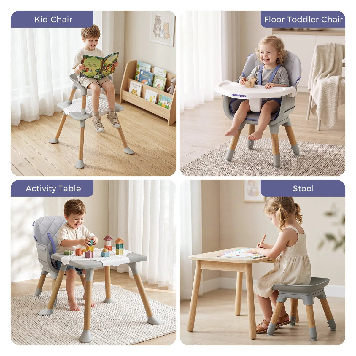 Momfann Baby High Chair with 5-Point Harness