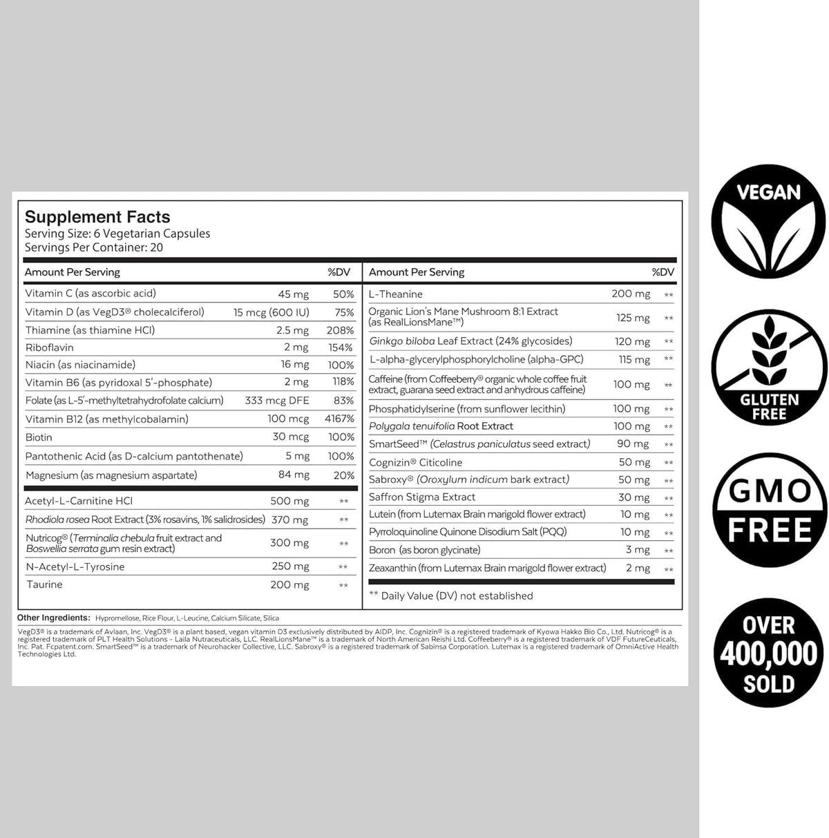 Qualia Mind Caffeine Free Focus Memory Ultimate Blend For Brain Health 120 Caps