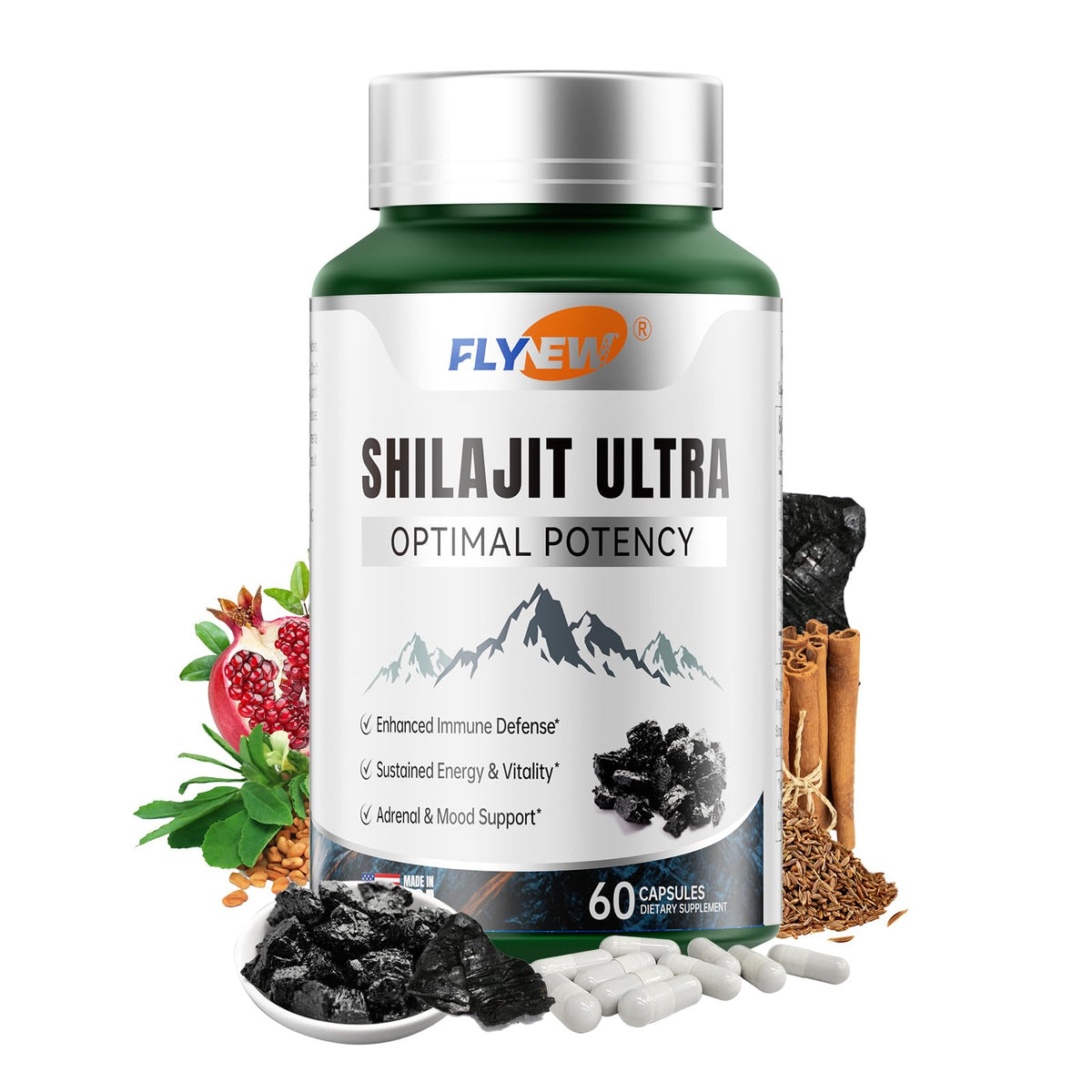 Shilajit for Men – 1,300mg with Fulvic Acid & L-Arginine | 60 Capsules
