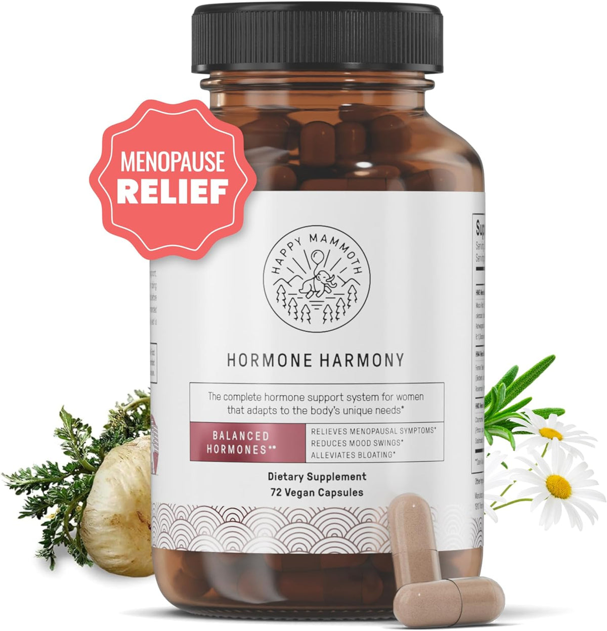 Happy Mammoth Hormone Harmony Natural Hormonal Support for Women 72 Capsules
