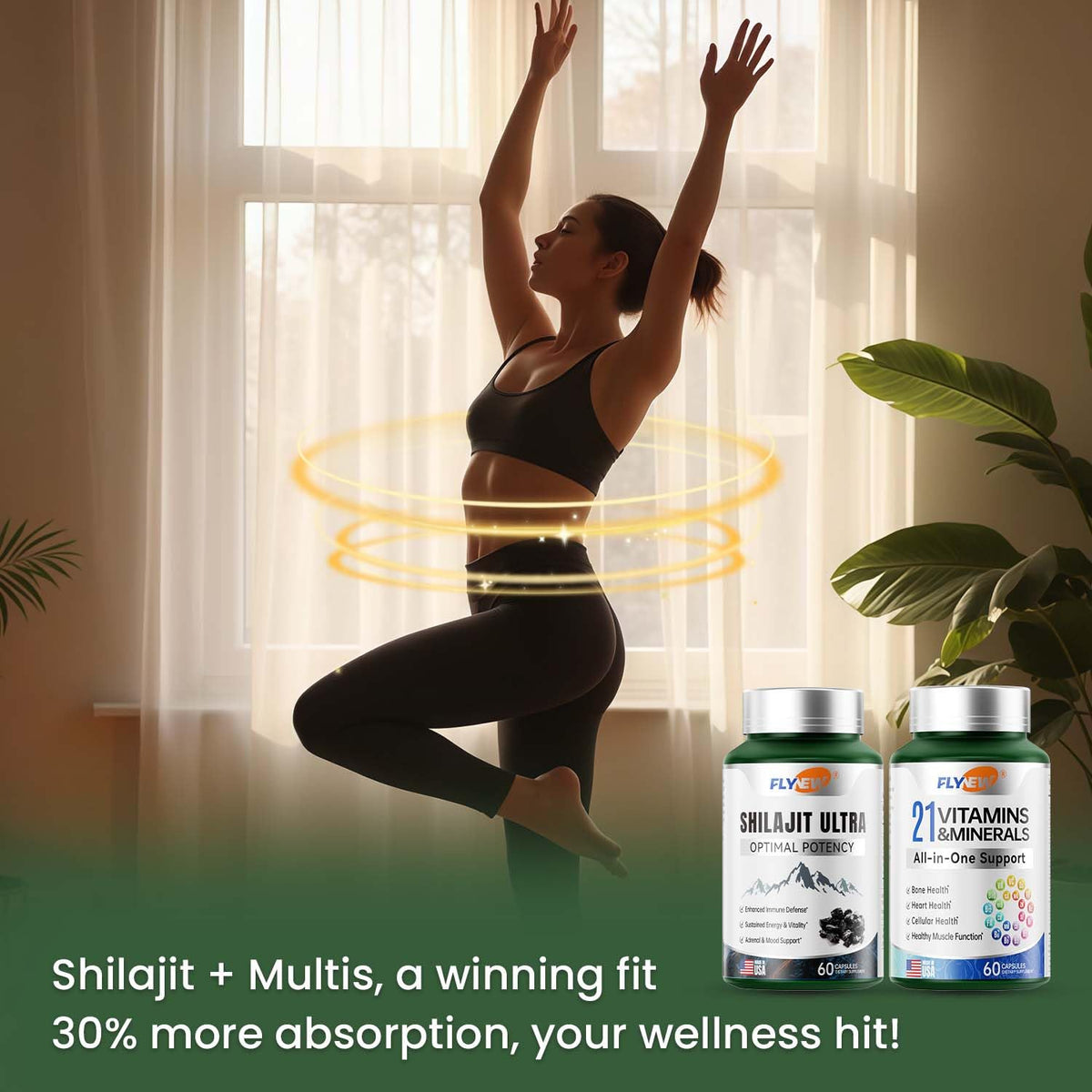 Shilajit for Men – 1,300mg with Fulvic Acid & L-Arginine | 60 Capsules