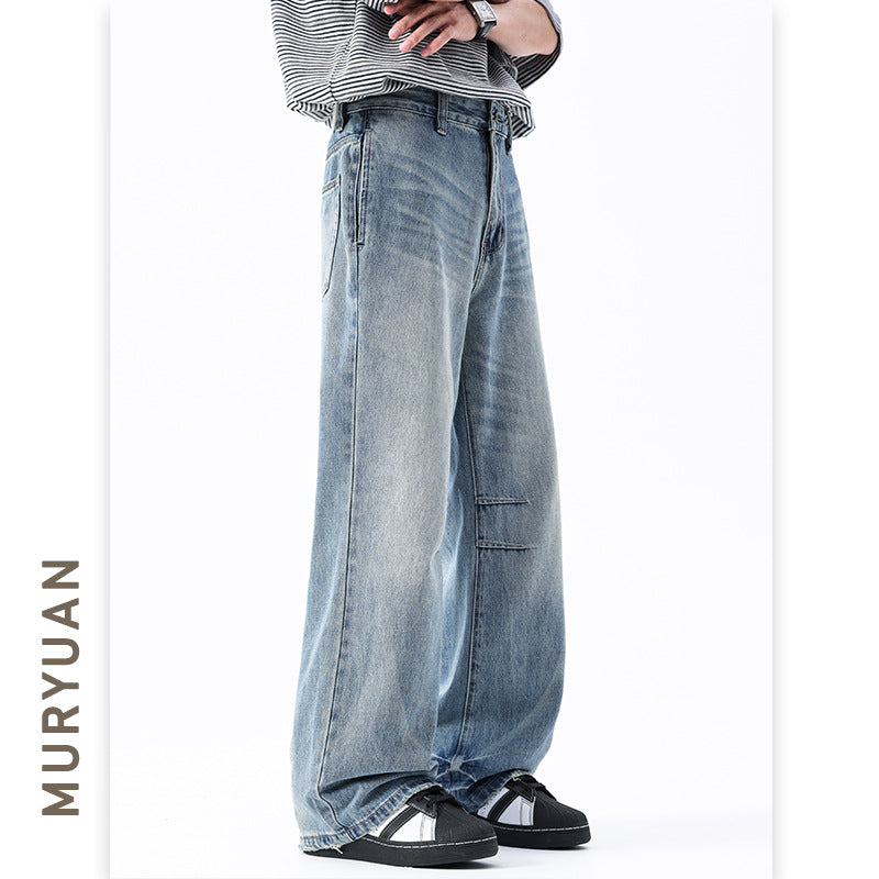 Heavy Washed Denim Pants for Men