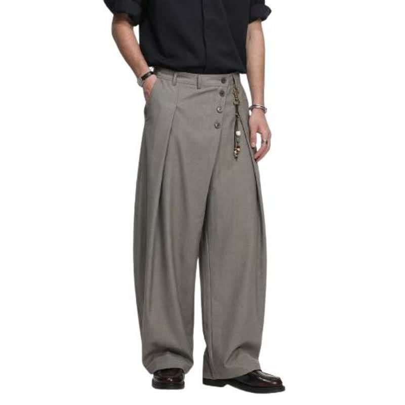 Design Buttoned Slash Cut Trousers for Men