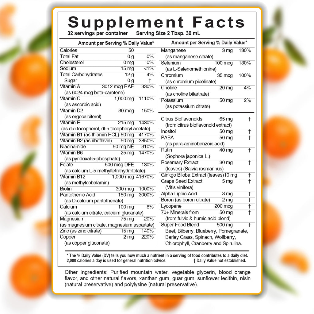 VM100 Liquid Multivitamin and Multimineral Daily Supplement - 100+ Nutrients with Vitamins, Minerals, Antioxidants, and Superfoods - 32 oz