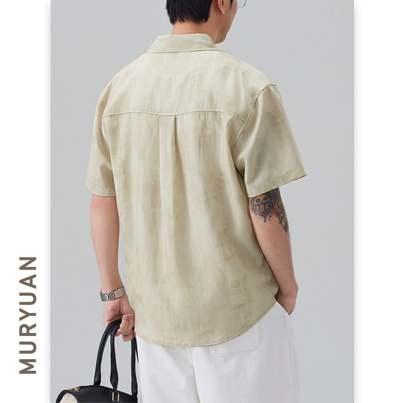 Dyed Lyocell Rayon Short Sleeve Shirt for Men