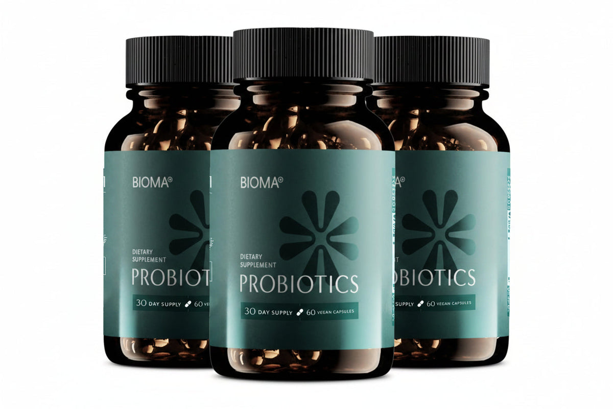 Bioma Probiotics for Digestive Health 3-in-1 Gut Health Formula 60 Capsules