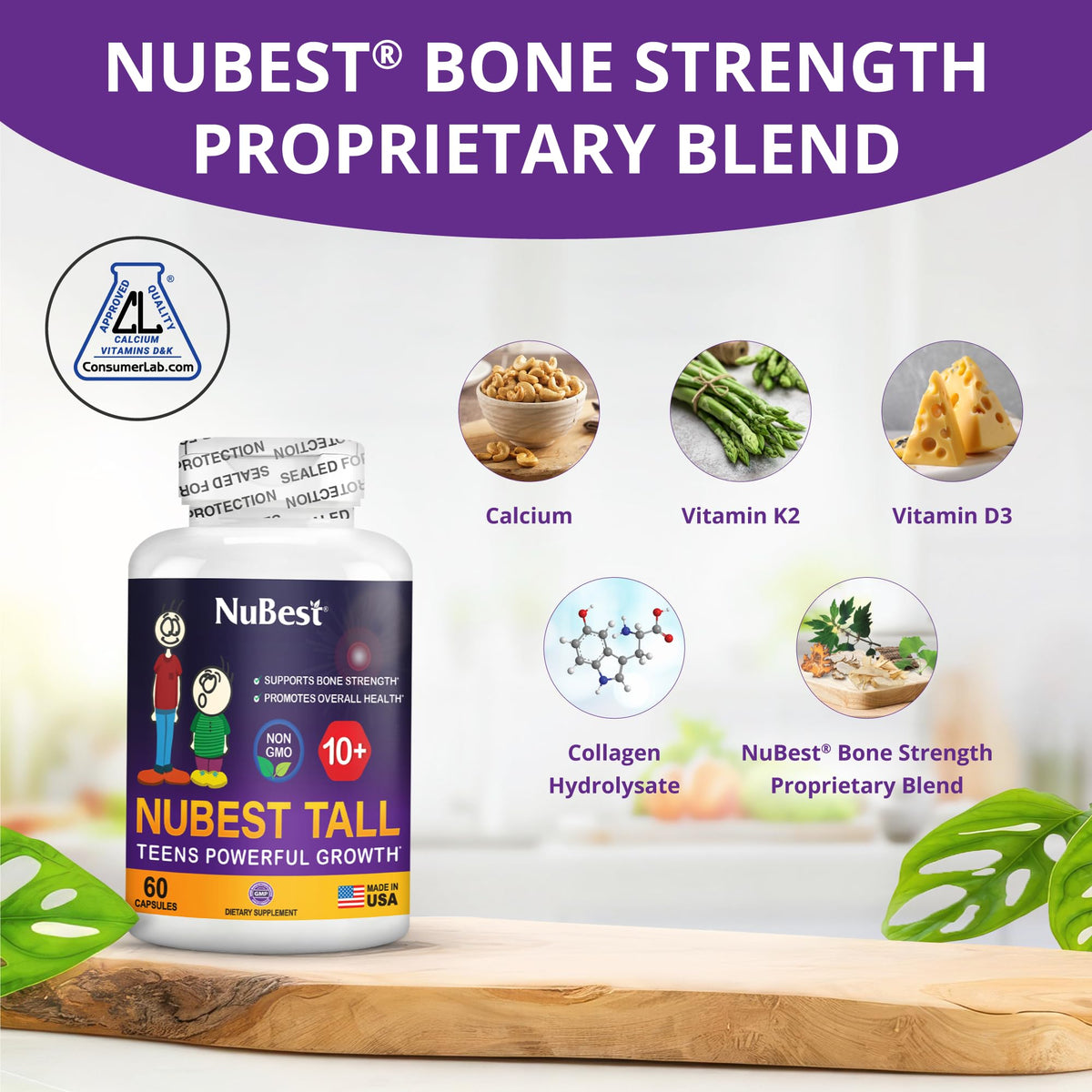 NuBest Tall 10+, Powerful Growth Support for Teens - 60 Capsules
