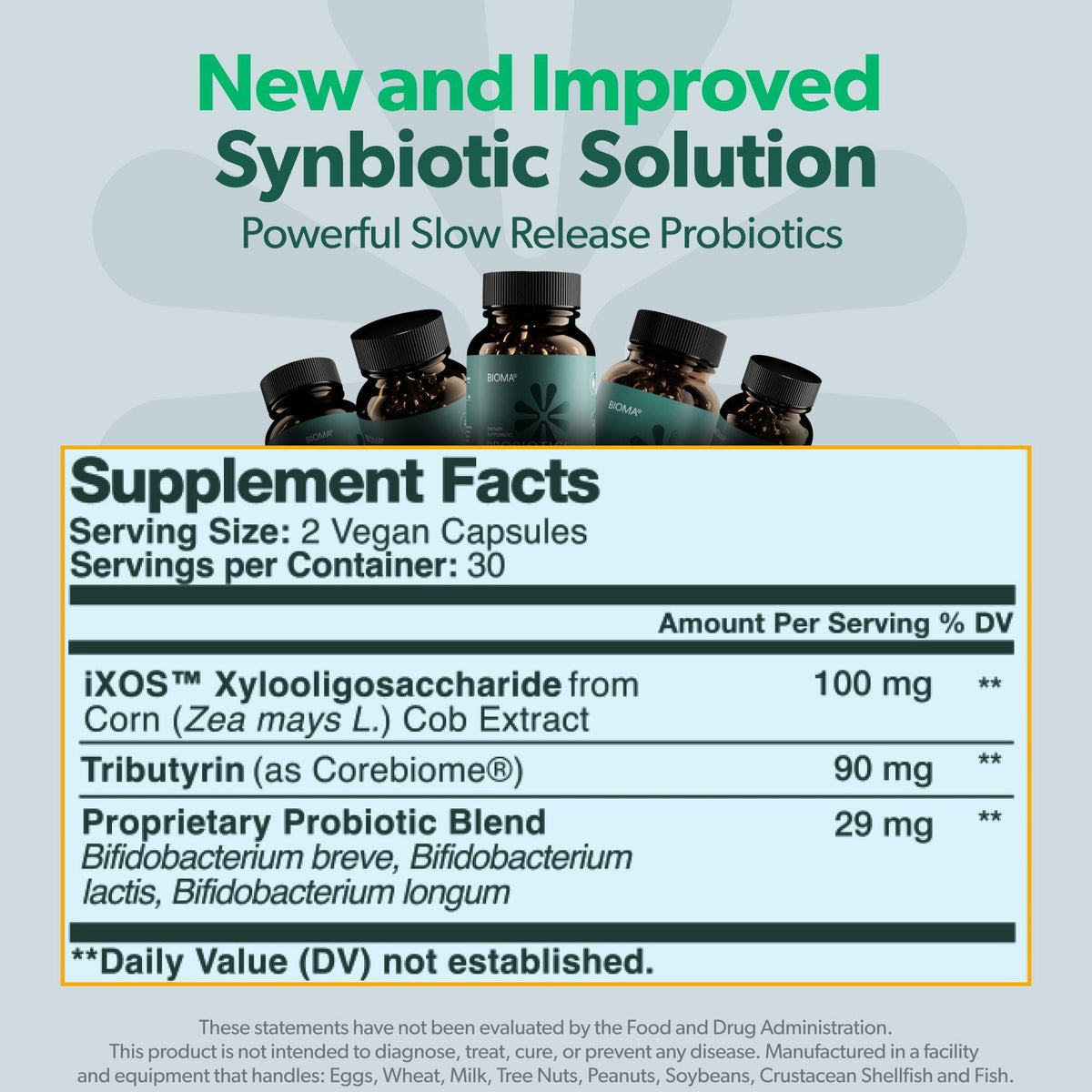 Bioma Probiotics for Digestive Health 3-in-1 Gut Health Formula 60 Capsules