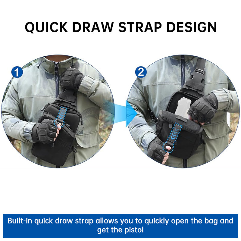 Tactical Pistol Transport Bag with Holster, Concealed Carry Crossbody Sling Bag for Handgun, EDC Chest Pack for Outdoor & Range