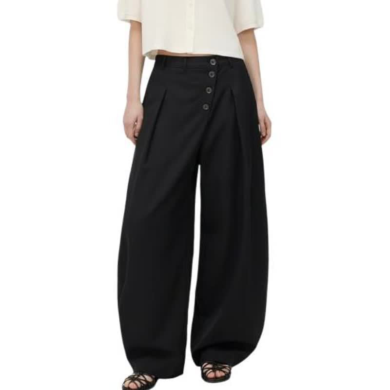 Design Buttoned Slash Cut Trousers for Men