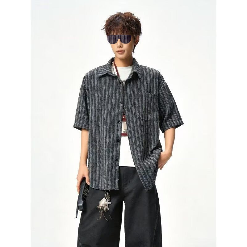 Casual Loose Fit Reversible Shirt with Pattern for Men