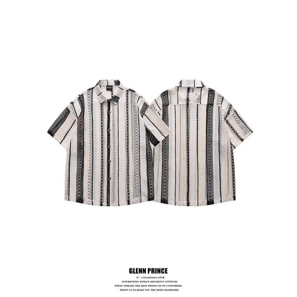 Outfit Hollow-Out Shirt Short Sleeve Men