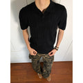 Casual Knit Short Sleeve Polo Shirt Men