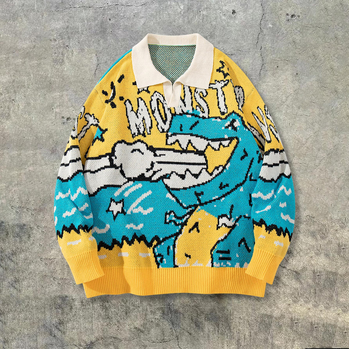 Dinosaur long sleeved loose sweater for men