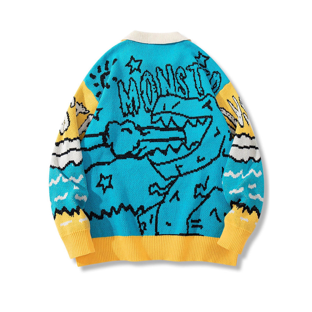 Dinosaur long sleeved loose sweater for men