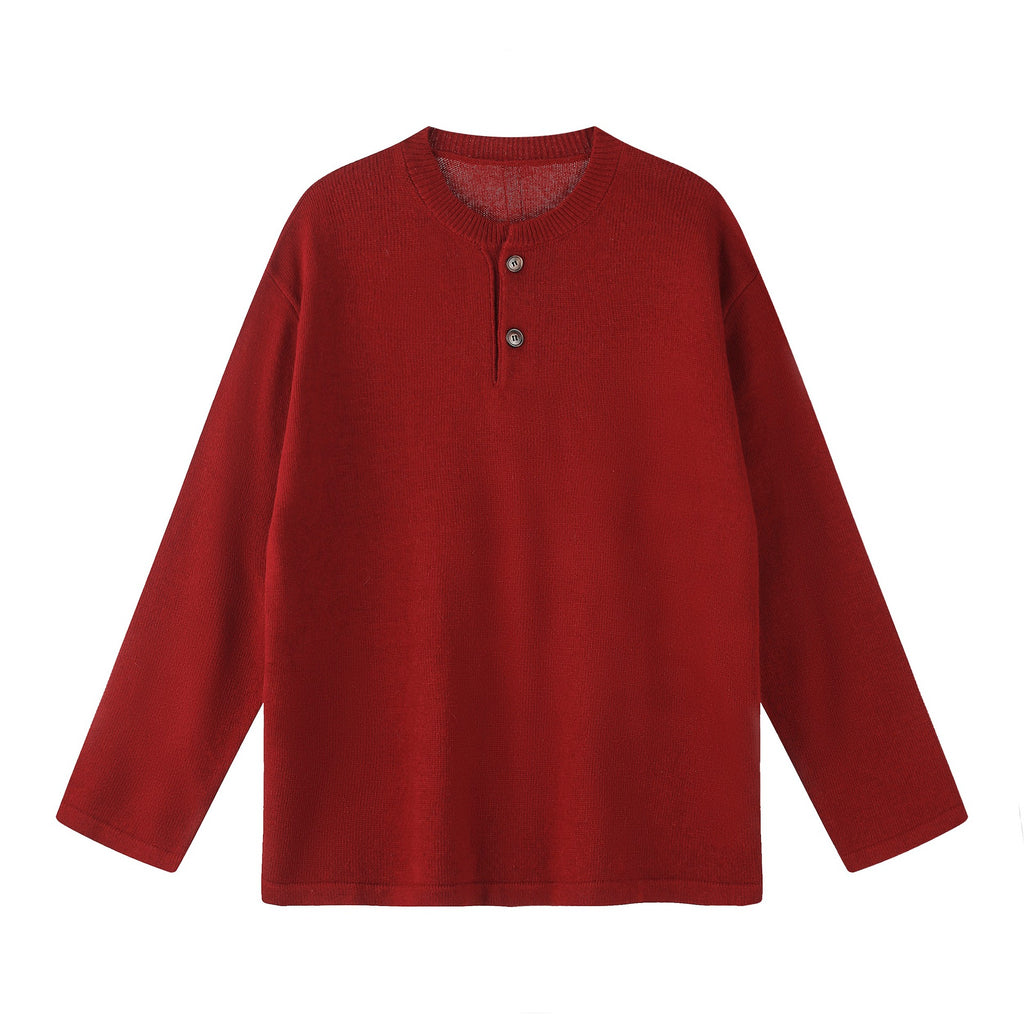 Crewneck Sweater Men Cleanfit Henley Knitwear
