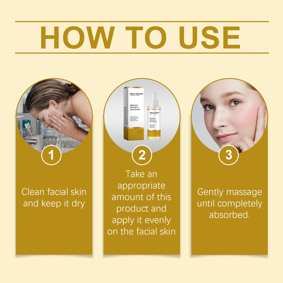 West&Month Vitamin C Serum, Vitamin C Brightening And Darkening Face Gentle Moisturizing Serum