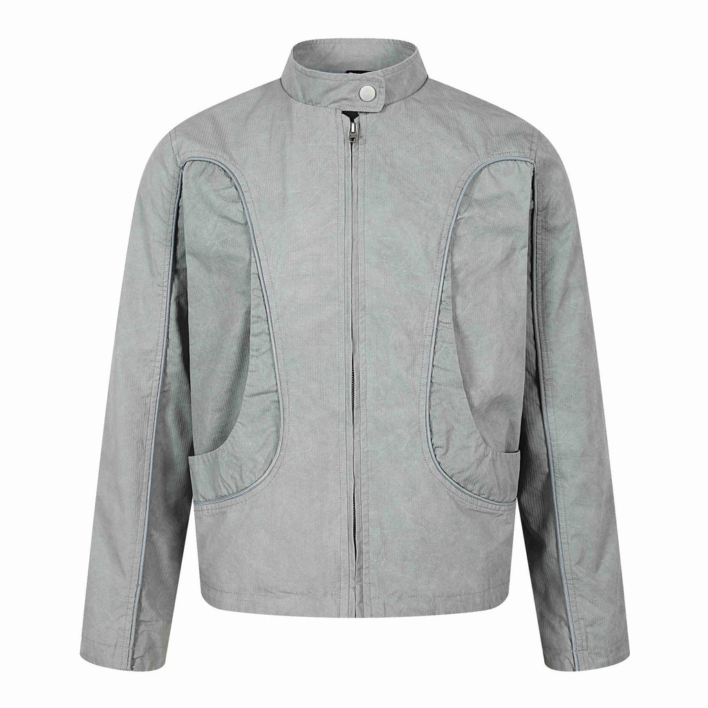 Deconstructed Patchwork Loose Zipper Short Jacket for Men