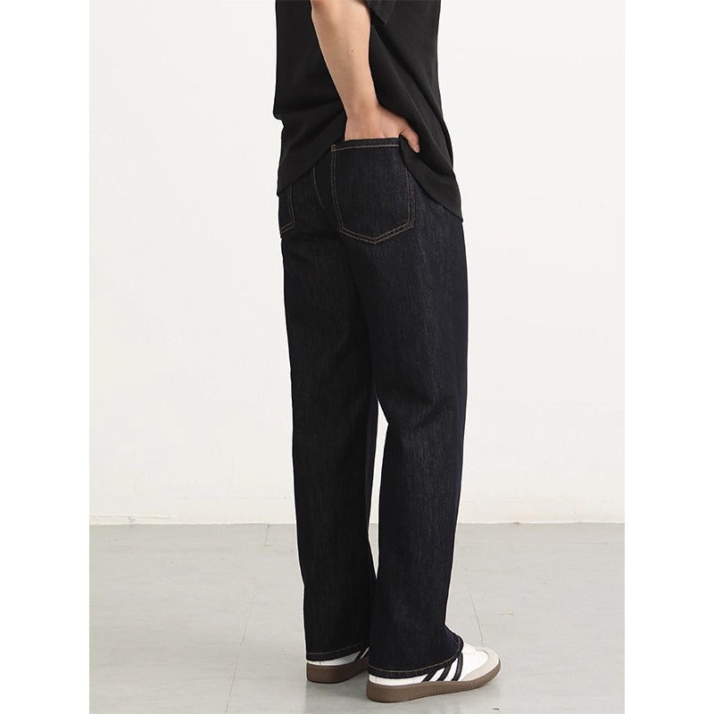 Relaxed Fit Denim Pants for Men with Visible Stitching