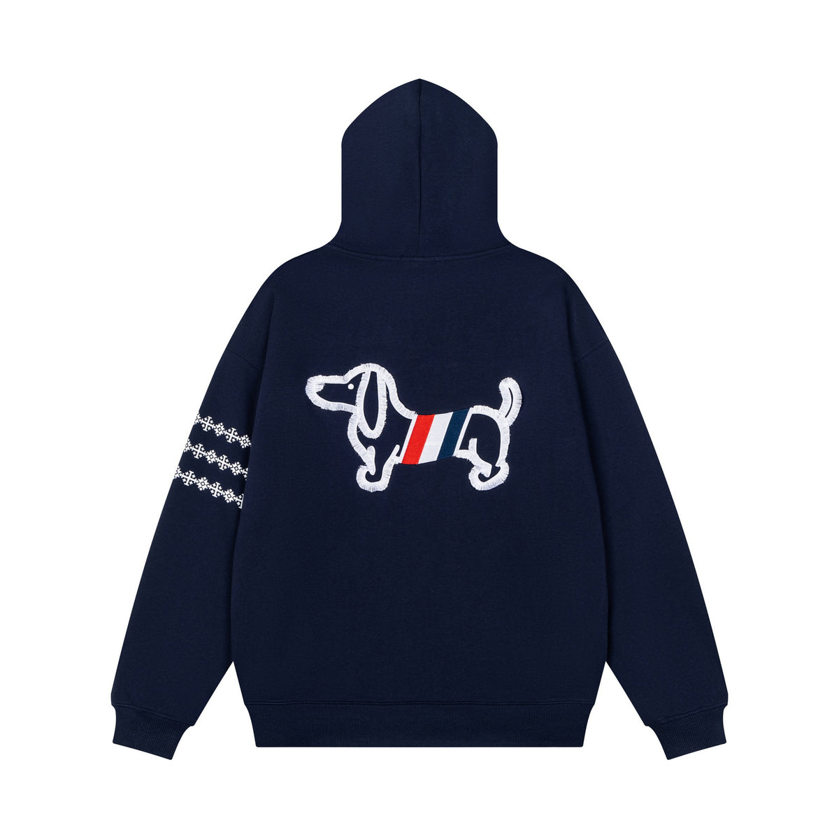 Sausage dog towel embroidered hooded sweatshirt for men