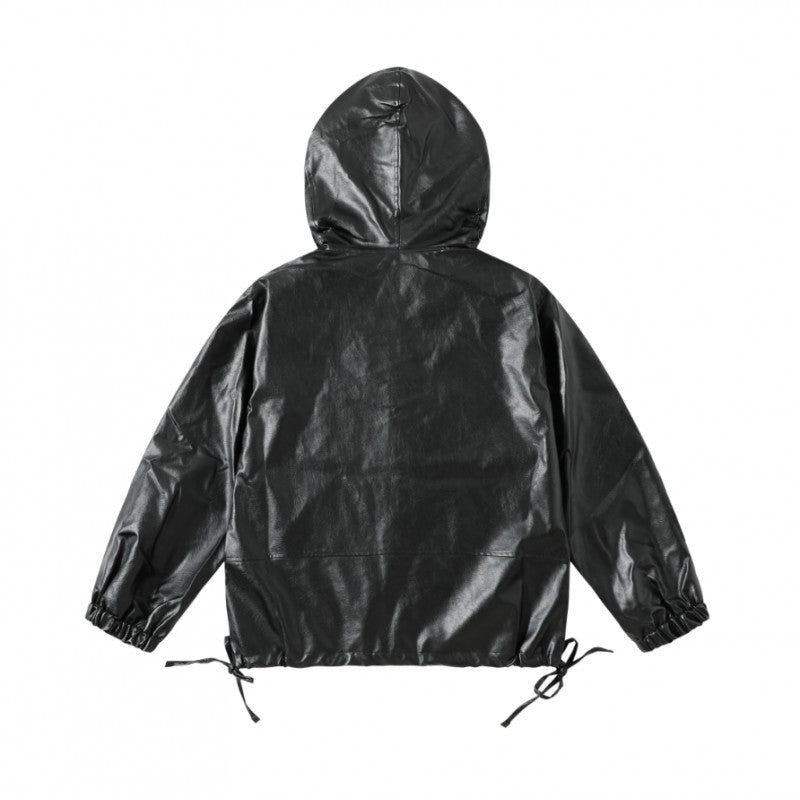 Loose Hooded Motorcycle PU Leather Jacket for Men