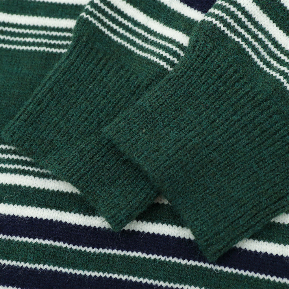 Striped round neck sweater for men