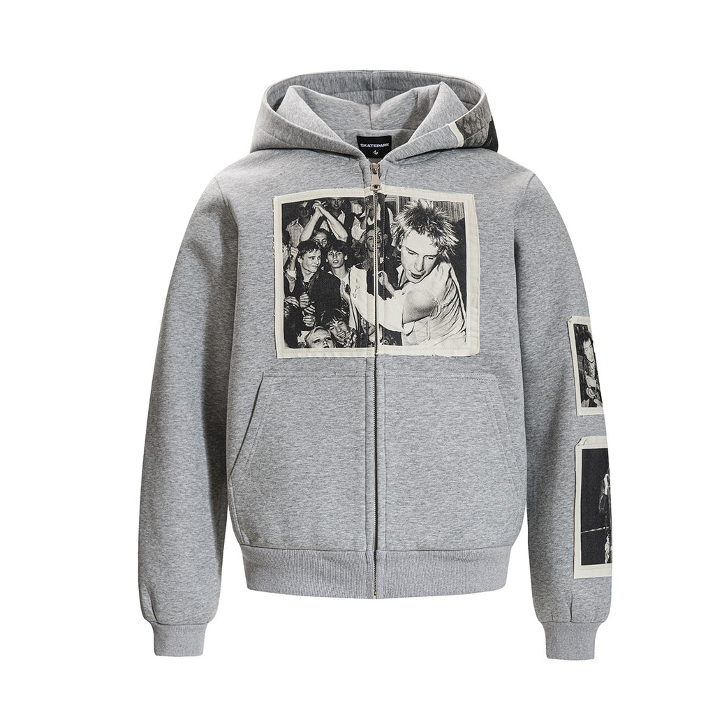 Zipper sweatshirt for men with adhesive tape