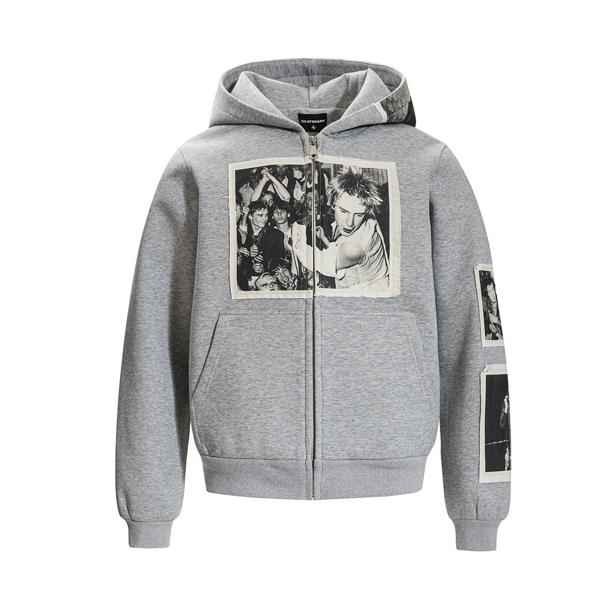 Zipper sweatshirt for men with adhesive tape