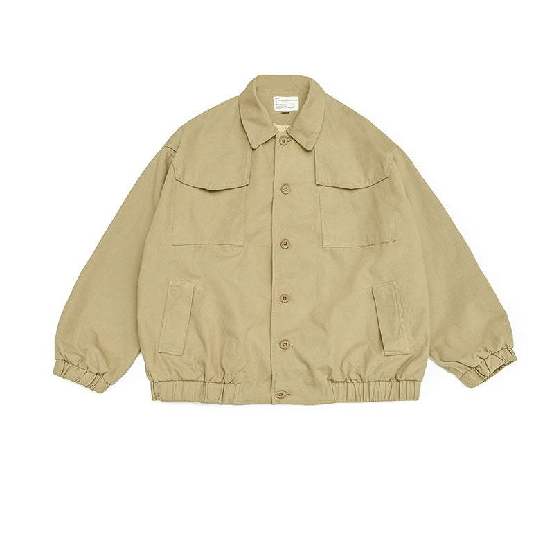Loose Fit Workwear Jacket for Men with Multiple Pockets