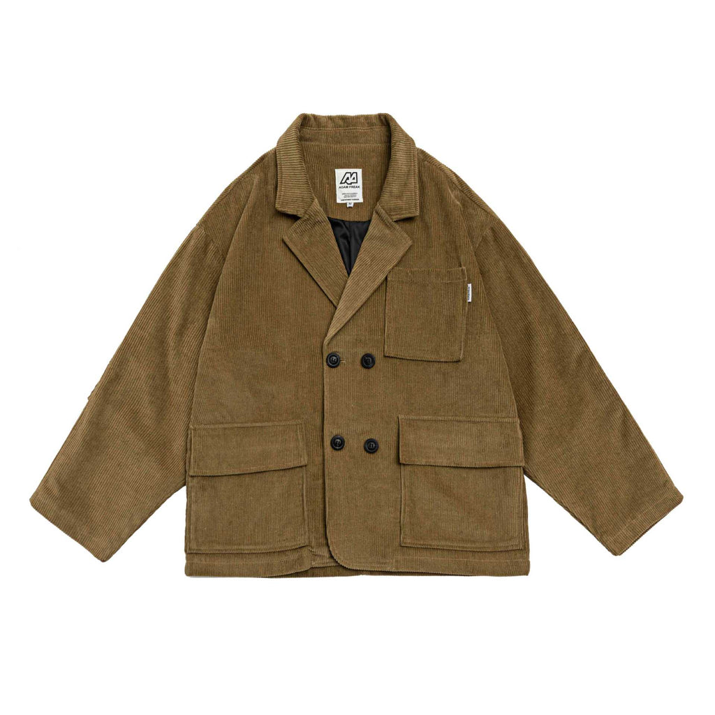 Double-Breasted Oversized Corduroy Blazer Jacket for Men
