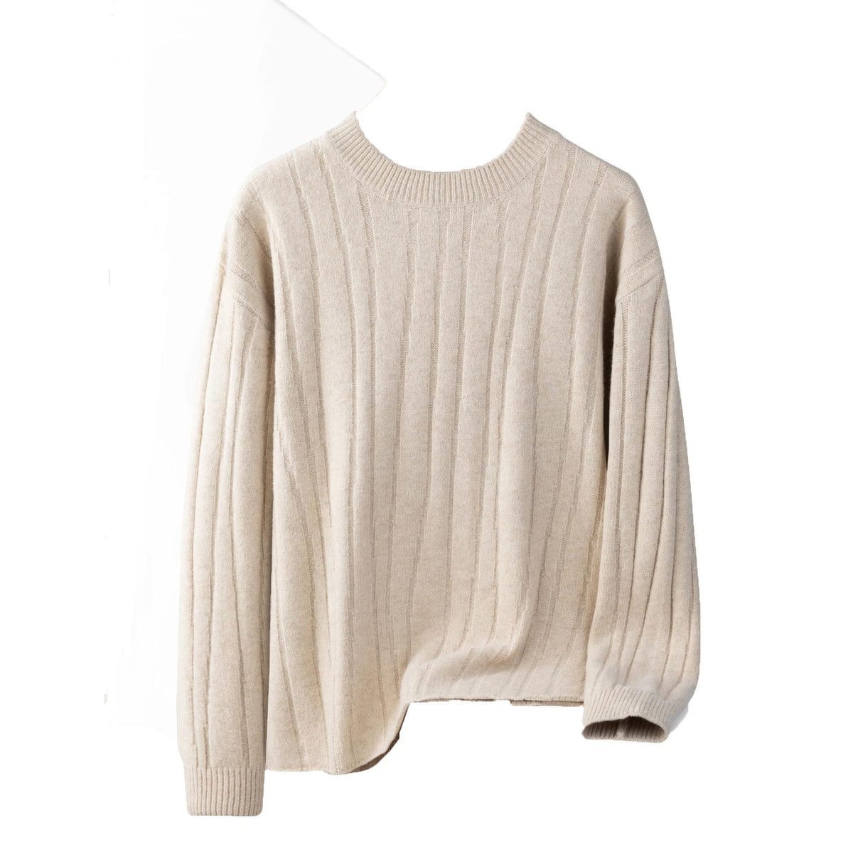 Solid color round neck sweater for men