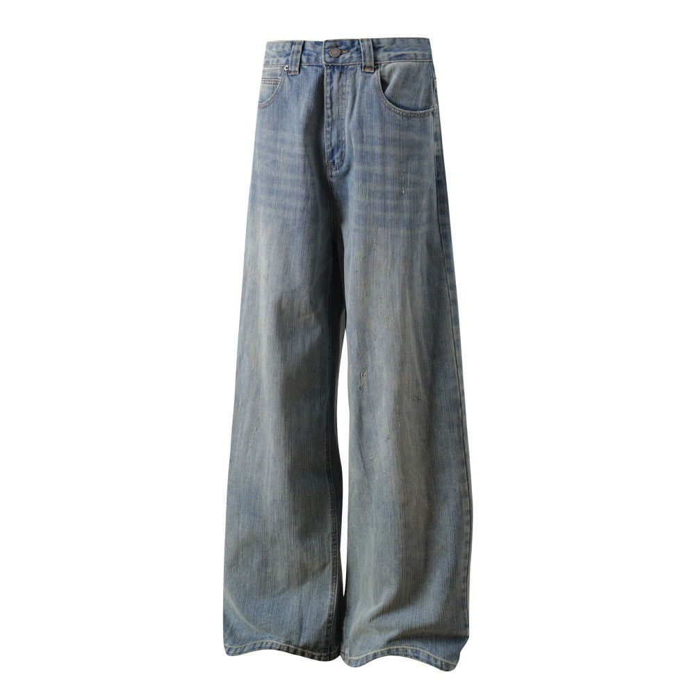 Washed denim pants for men