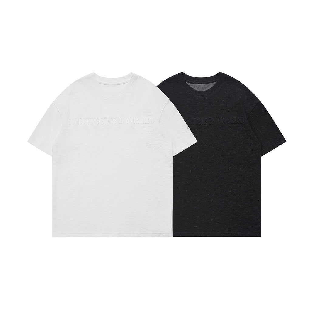 Letter embossed loose short sleeved men
