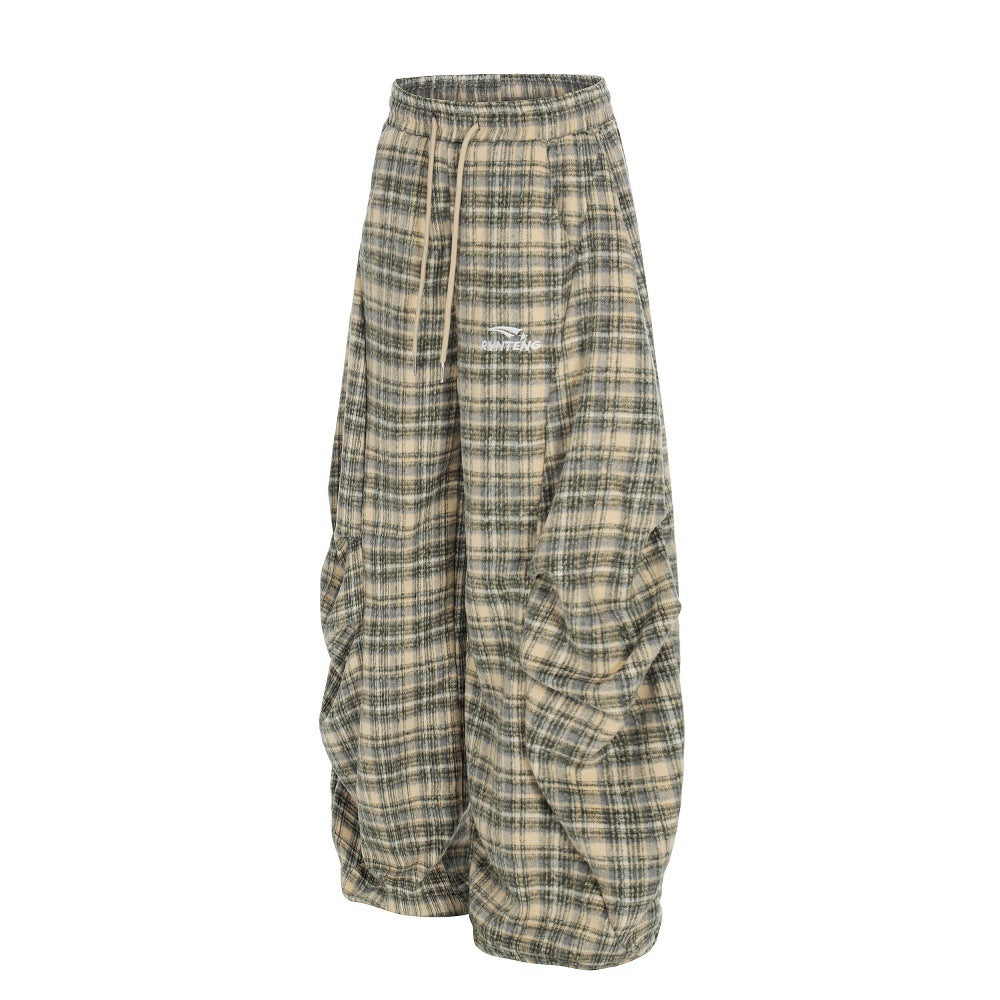 Plaid wide leg pants for men