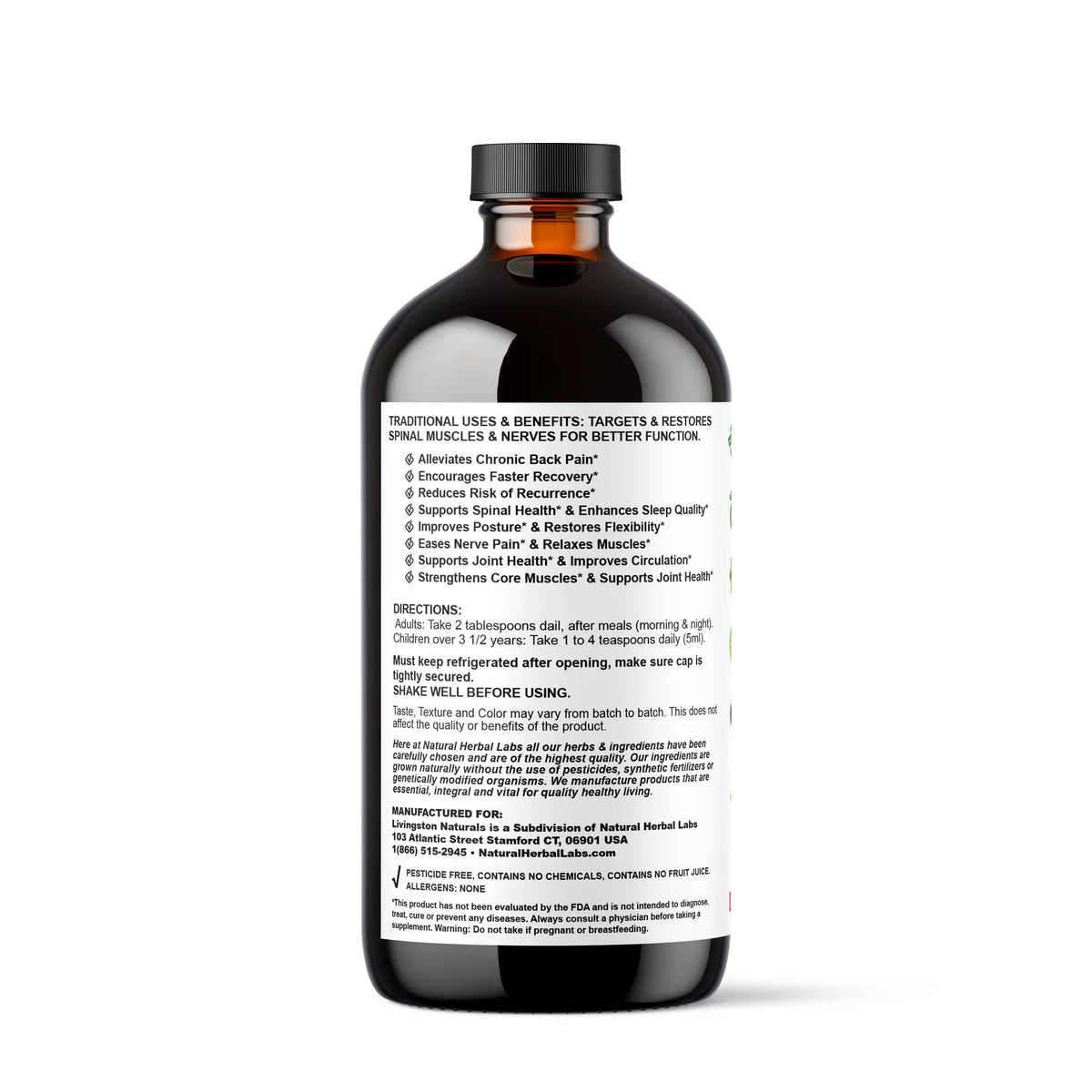 Back Pain & Sciatica Organic Liquid Herbal Formula