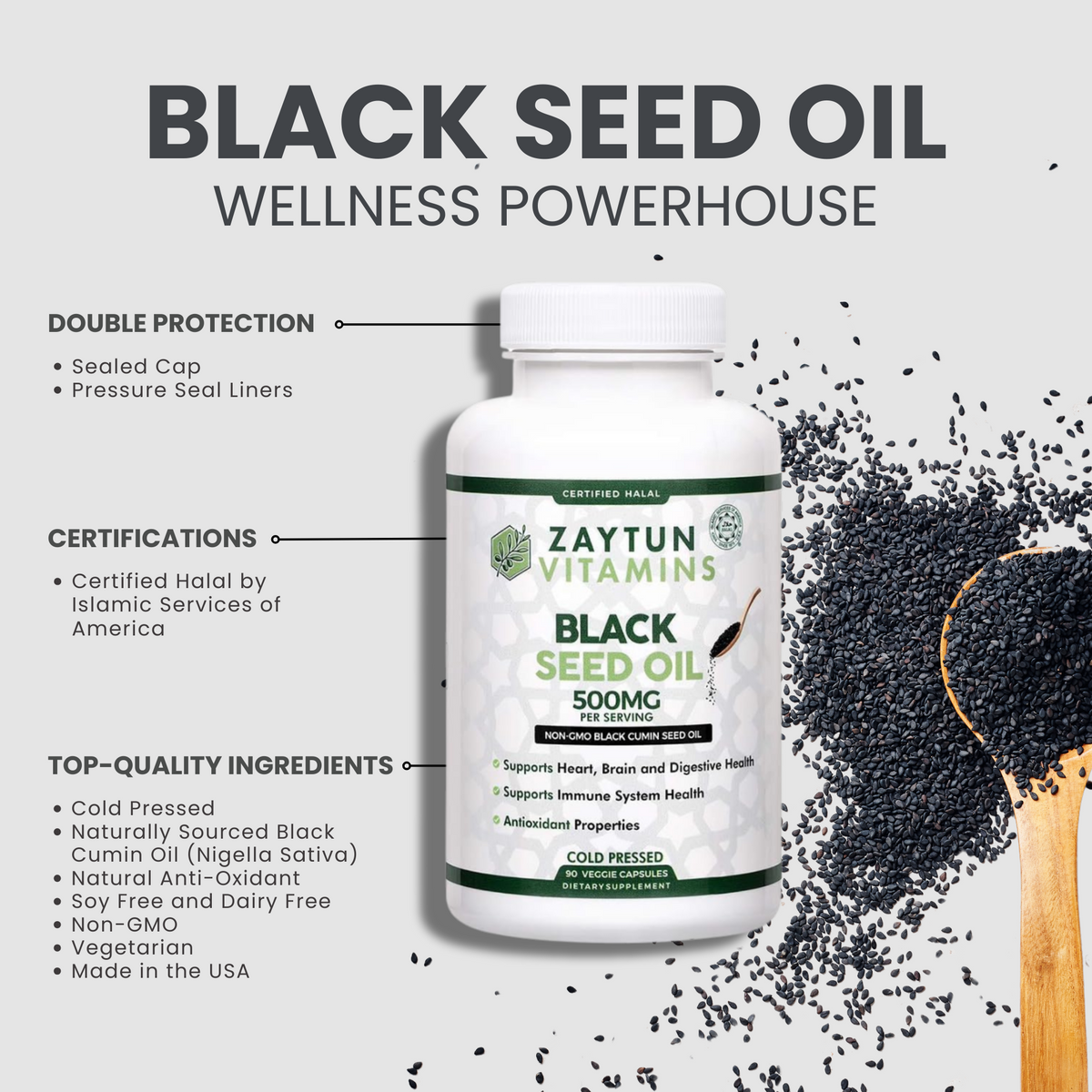 Halal Black Seed Oil Veggie Capsules (3Pack)