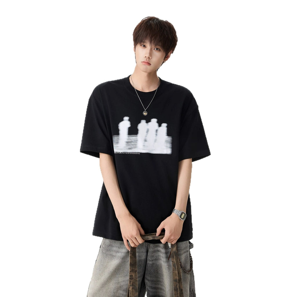 Printed White Short Sleeve T-Shirt for Men