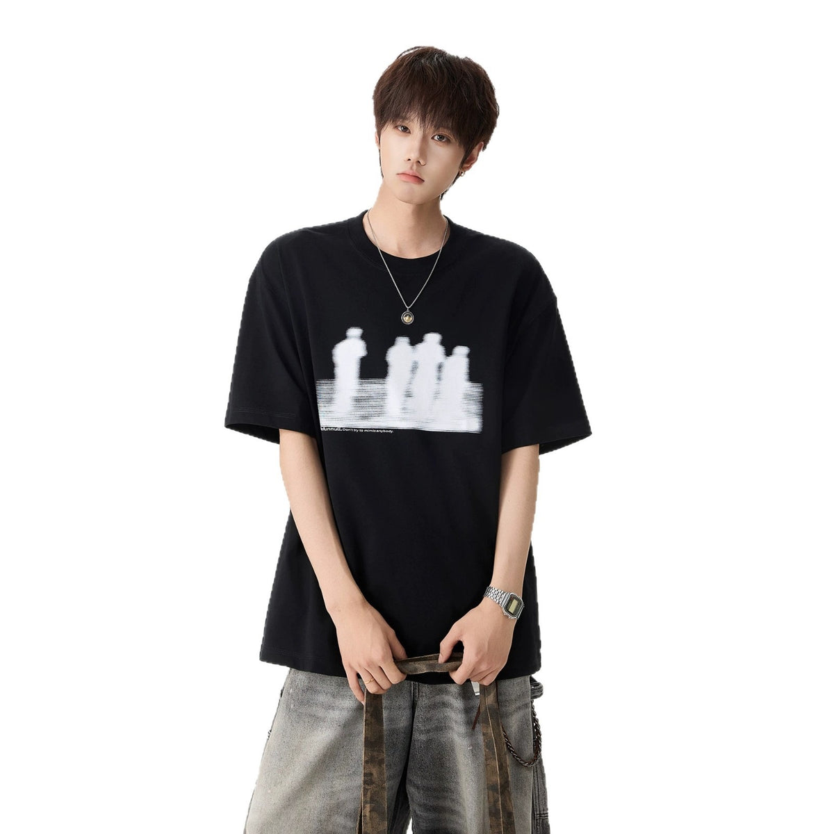 Printed White Short Sleeve T-Shirt for Men