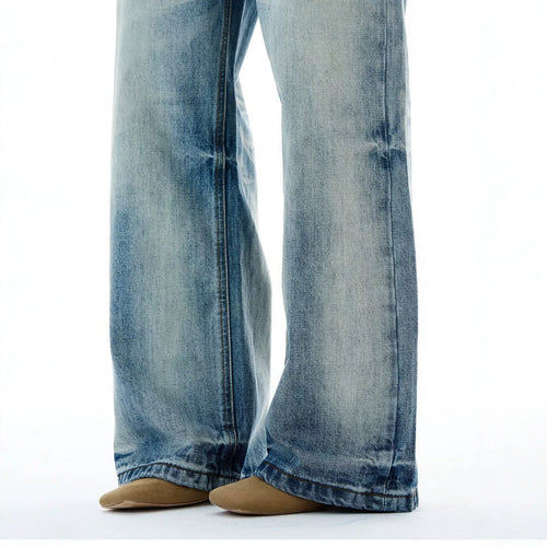 Casual Washed Blue Denim Pants for Men and Women
