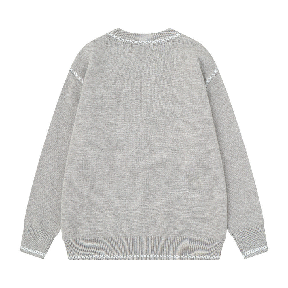 Loose round neck sweater for men