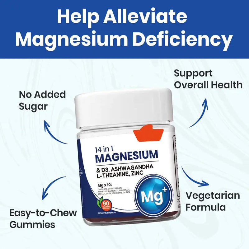 South African Ashwagandha MAGNESIUM 14-in-1 Magnesium Soft Candy Vitamin D3 Zinc L-Theanine