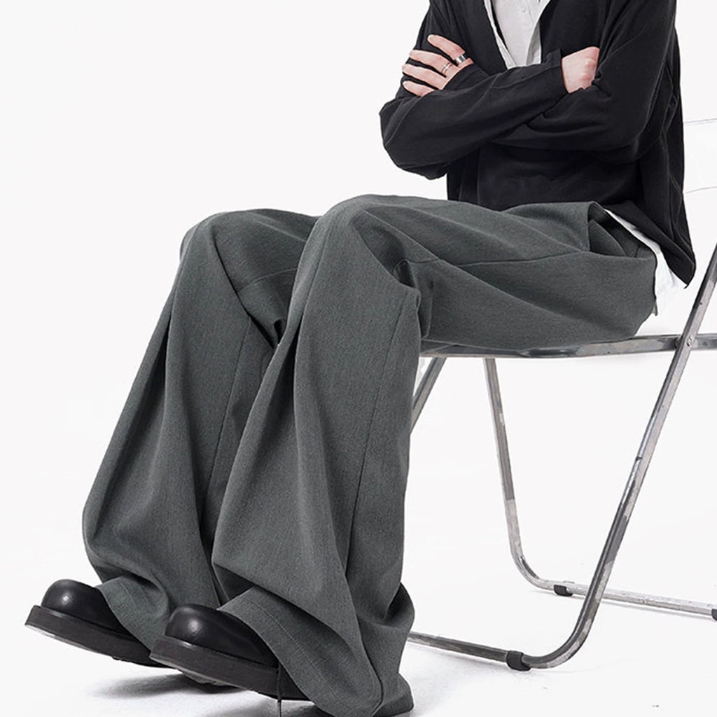 Classic Gray Pleated Trousers for Men