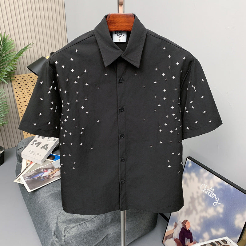 Cross Stitch Short Sleeve Shirt for Men