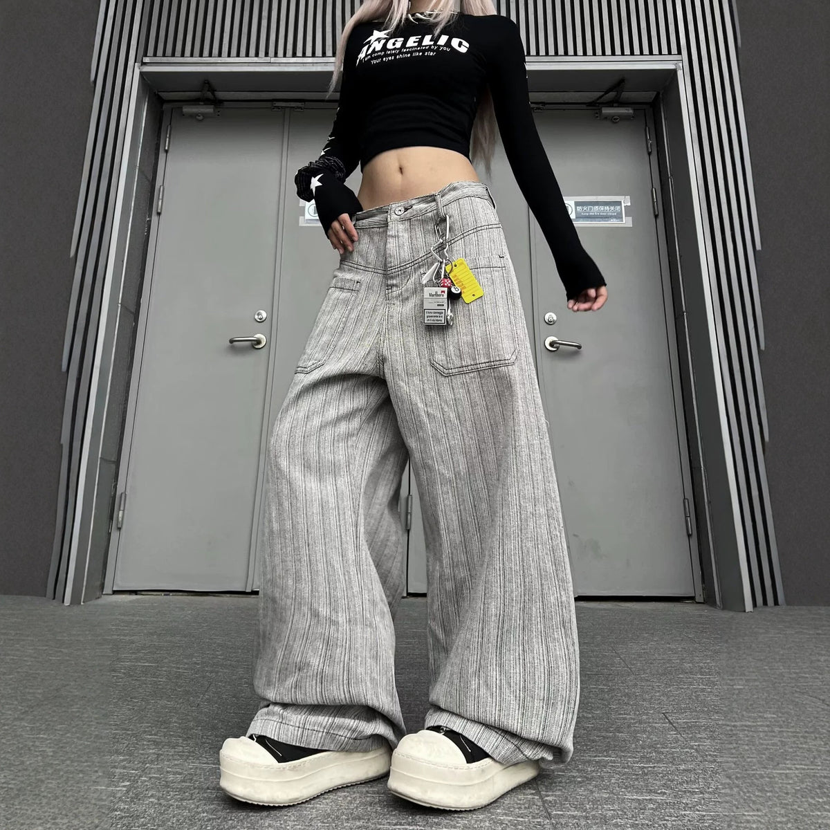 Straight Leg Trousers for Men with Gray and White Pants