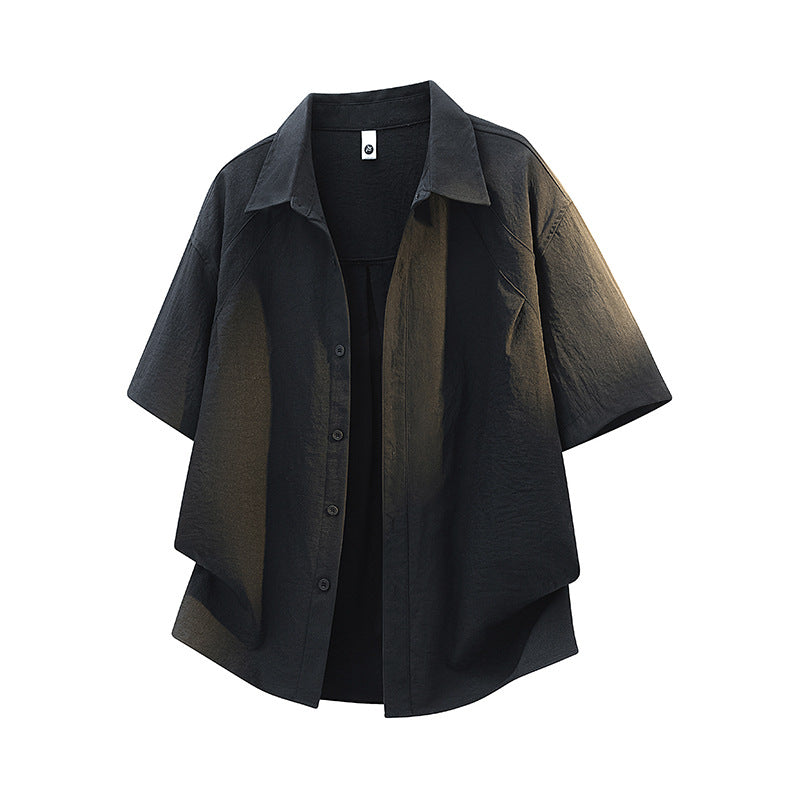 Simple Structured Short Sleeve Shirt for Men