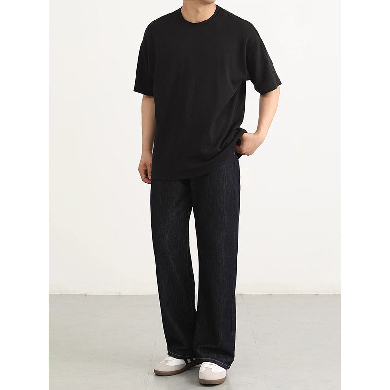 Relaxed Fit Denim Pants for Men with Visible Stitching