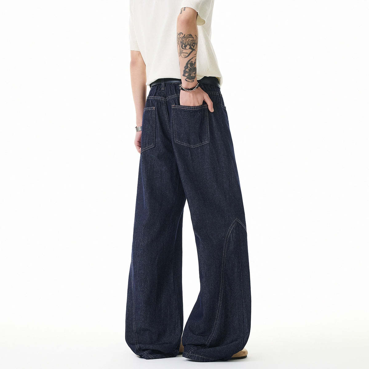 Gray Charcoal Black Wide-Leg Jeans Men