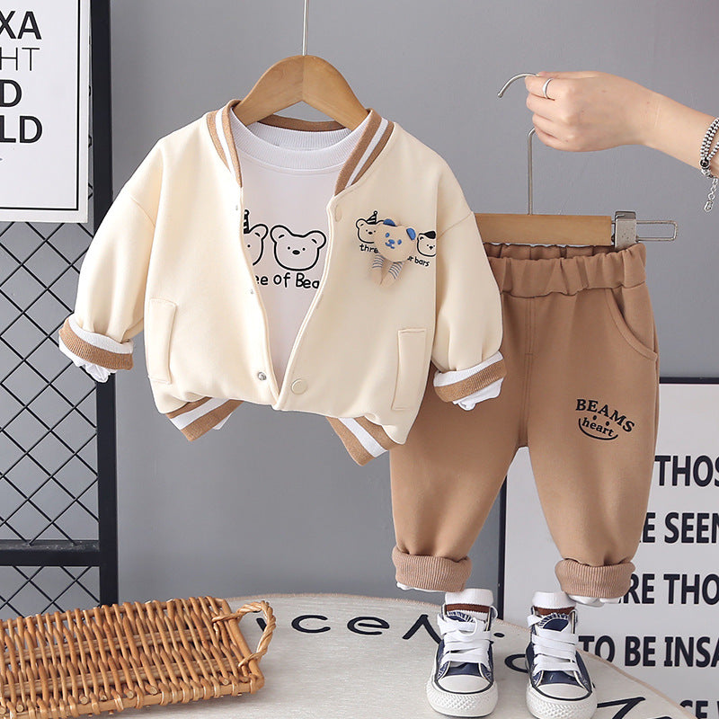 Three piece casual baseball suit for men